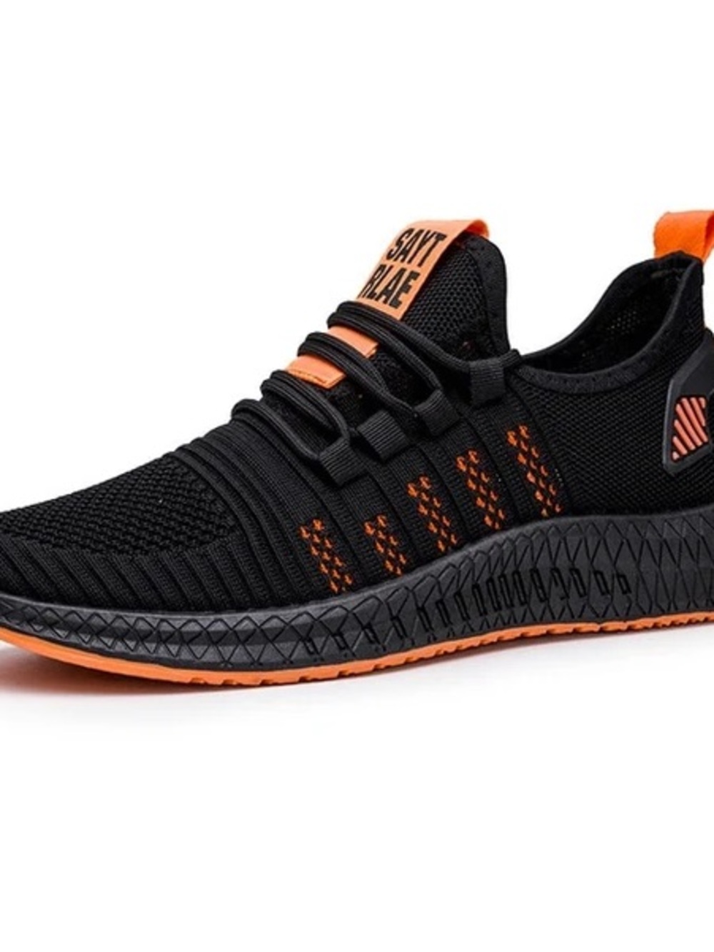 Black and Orange Lightweight Knit Trainer